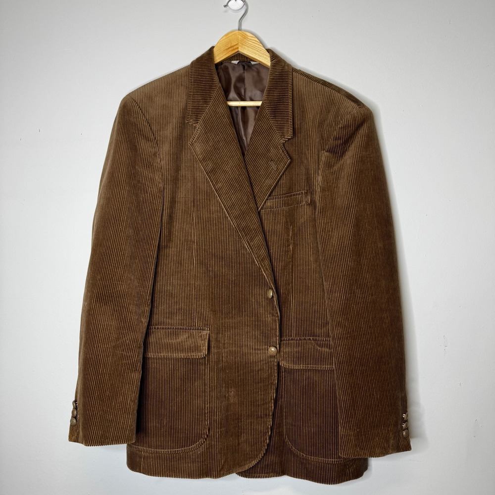 Ivy Crew Country Classics Mens 44L Brown Corduroy Blazer Two Button Sport Coat
